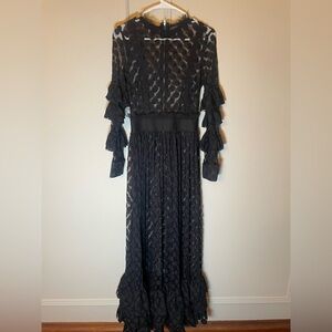 Elegant Black Ruffled Women's Dress